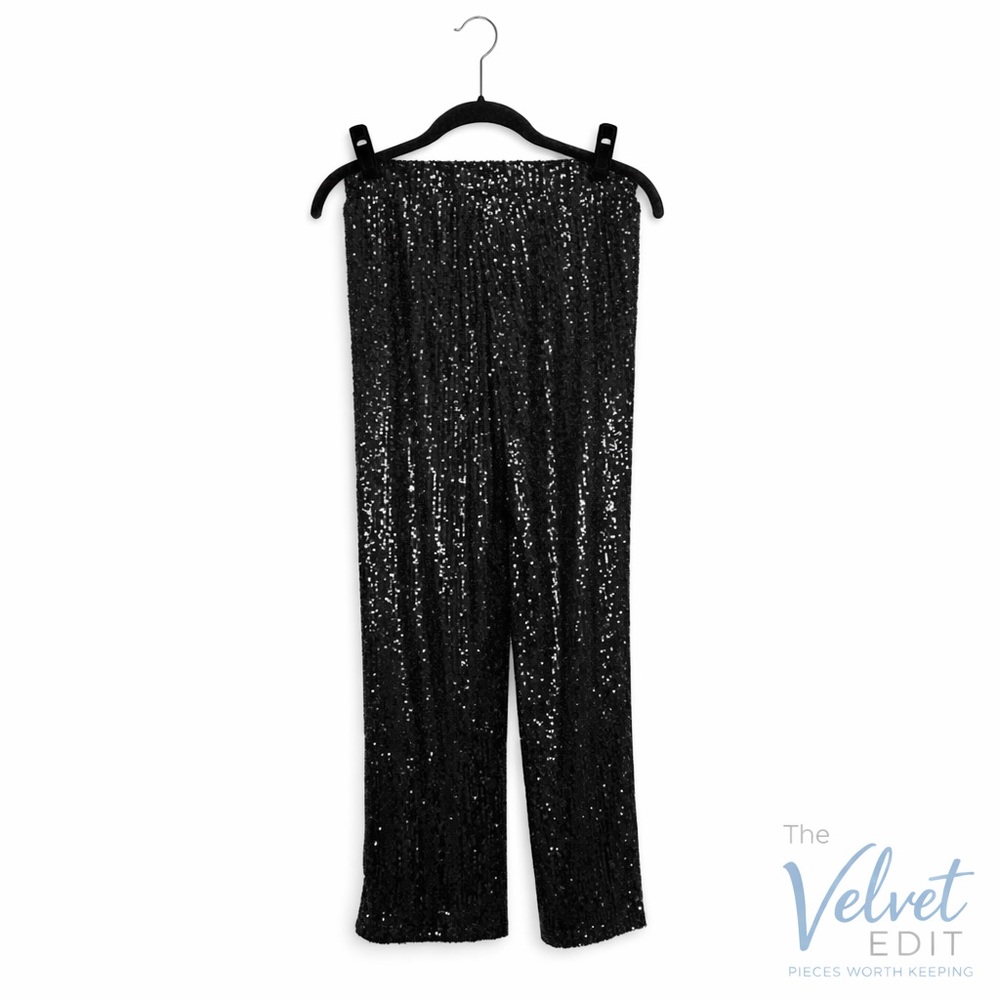 Cable & Gauge Black Sequin Wide Leg Pants XS